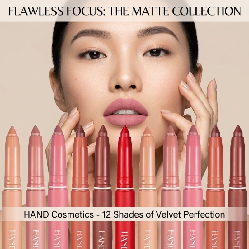 Velvet Matte Lipstick Set – 12 Waterproof Nude & Pink Shades with Lip Liner